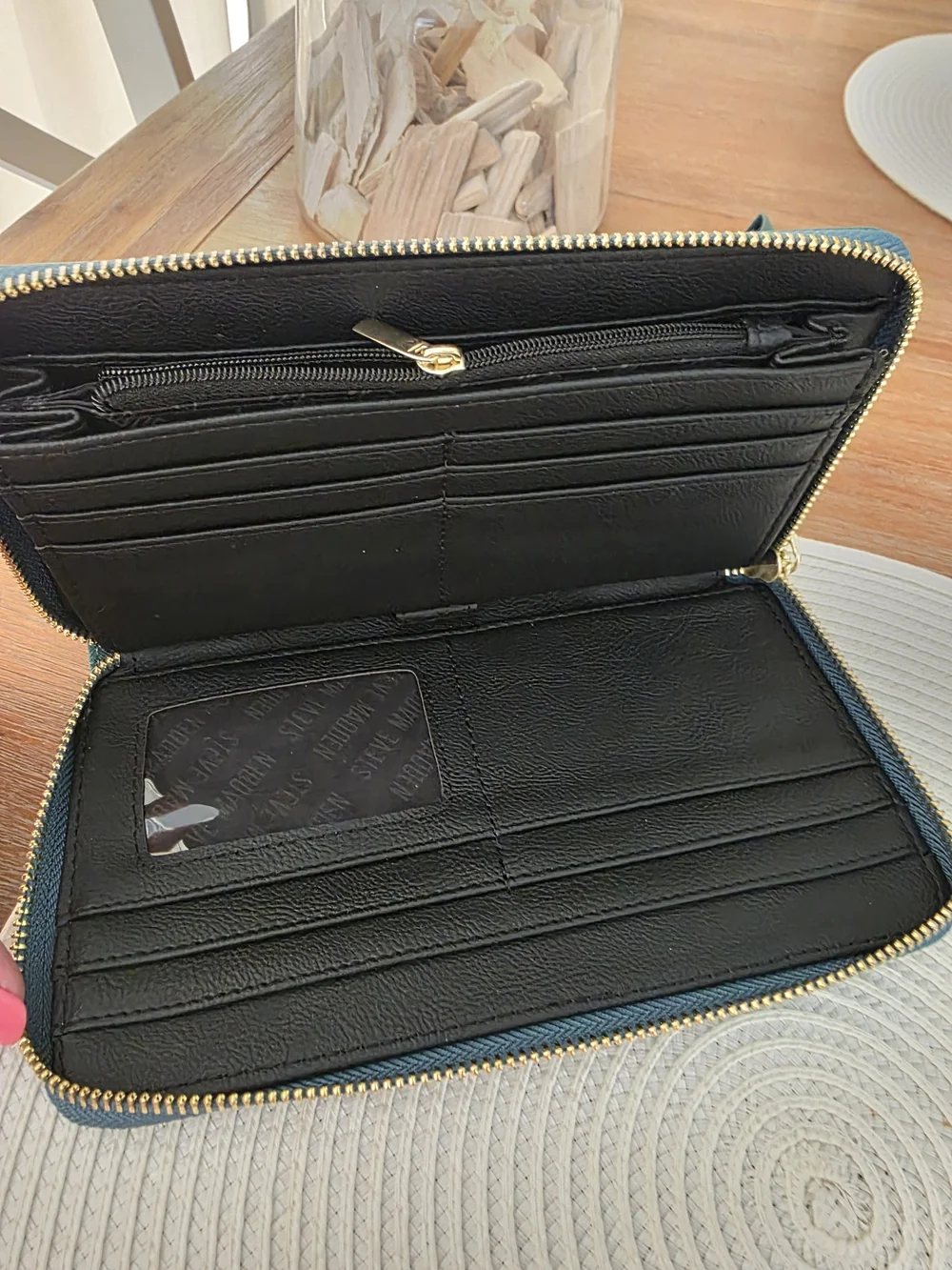 Steve Madden Teal Zip-Around Wristlet Wallet